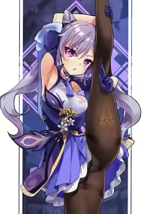 Page 2 of Keqing high leg pose. - preview thumbnail
