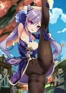 Page 10 of Keqing high leg pose. - preview thumbnail