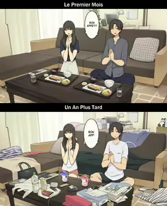 Page 8 of A Day in the Life of a Couple: Their First Month Living Together vs. One Year Later | Une journée dans la vie d'un couple : Premier mois vs un an plus tard - preview thumbnail