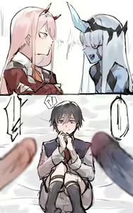 Zero Two and Zero One x Hiro futa — hentai manga cover on Fhentai