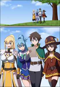 Kazuma Satou / Aqua / Megumin / Darkness 1-3 — hentai manga cover on Fhentai