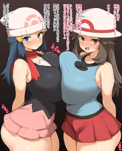 ダブルバトルに敗北して妊娠するリーフと次に犯される予定のヒカリ — hentai manga cover on Fhentai