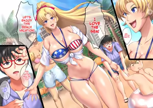Page 3 of InCha Otouto ga Nangoku Beach de Kinpatsu Bakunyuu Oyako o Matomete Netotte Haramaseru Hanashi - preview thumbnail